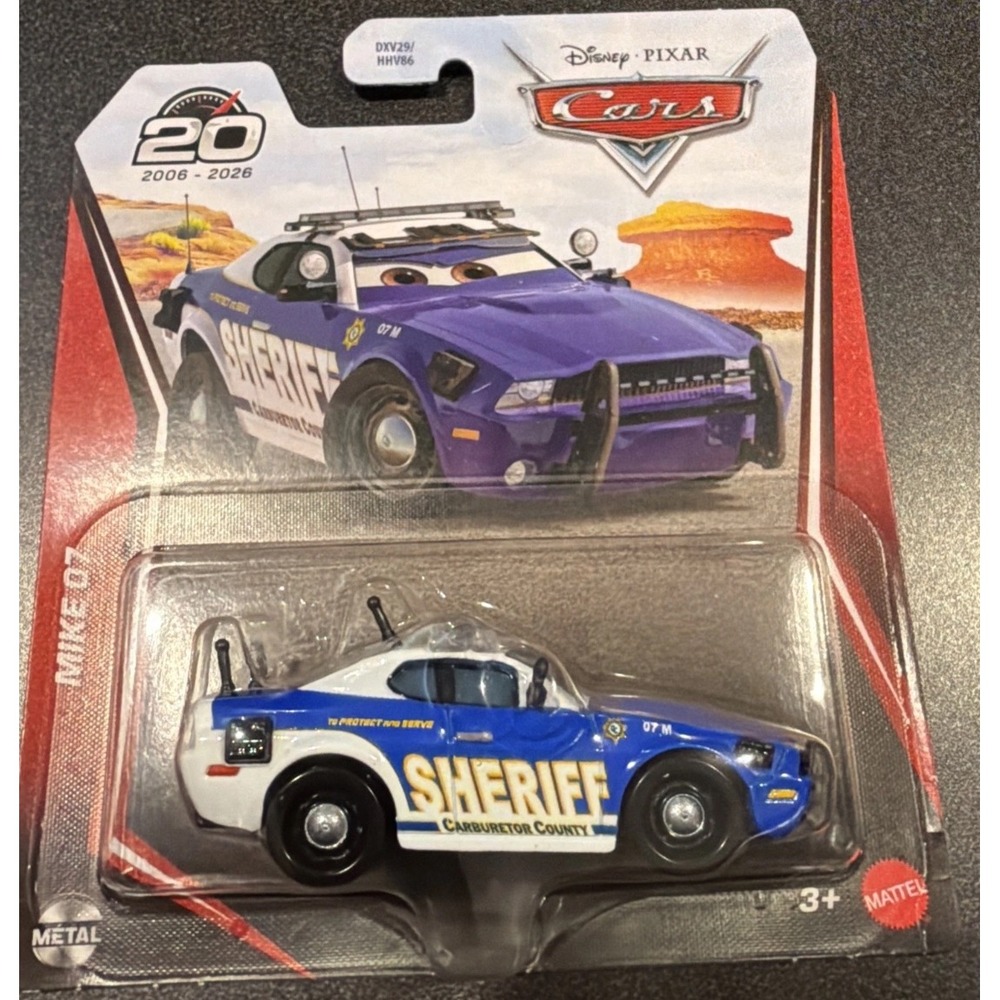 Disney Pixar Cars Mike 07 Sheriff 20th Anniversary Die-Cast Metal Mattel DXV29